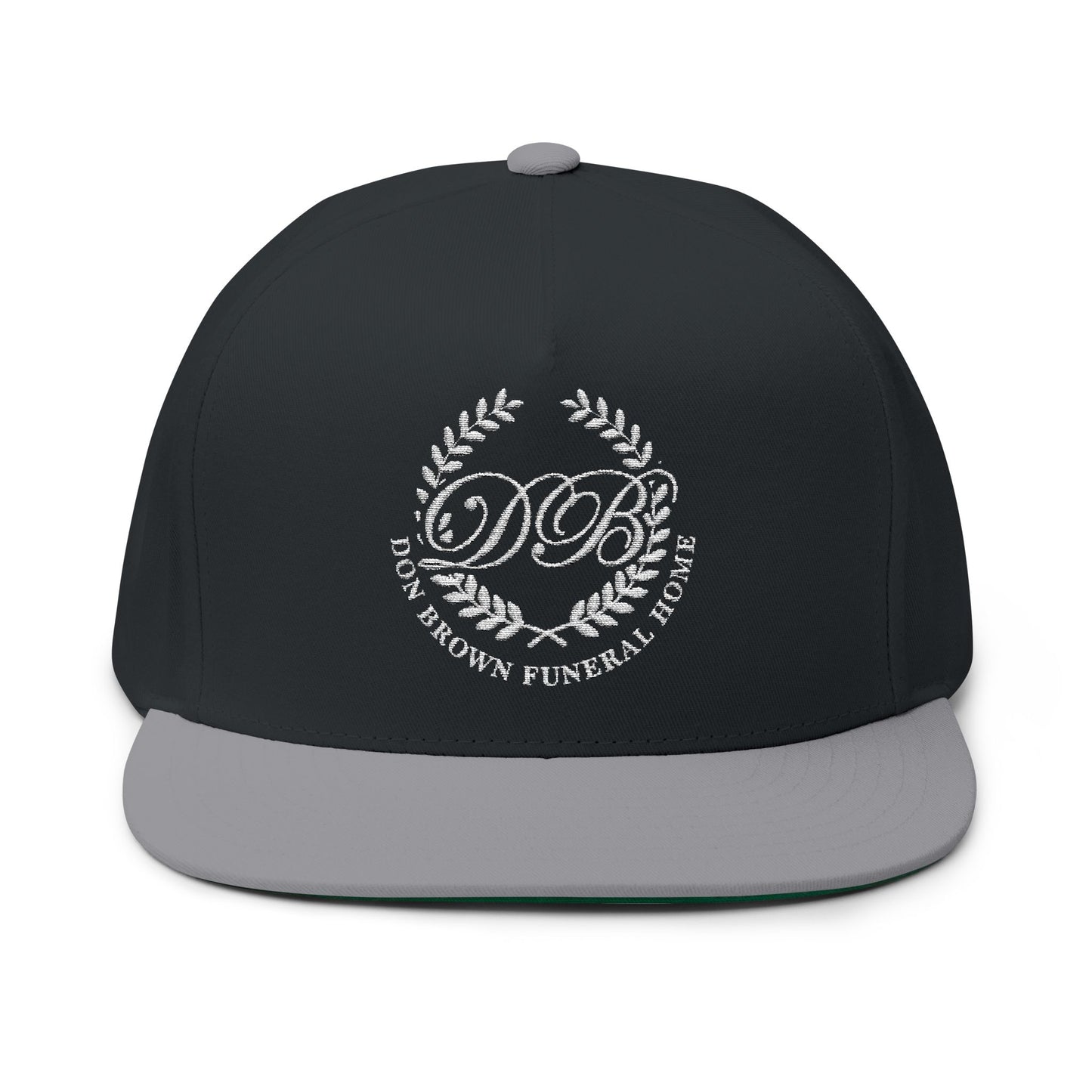 Embroidered Flat Bill Cap — Don Brown Funeral Home Logo (DBF)