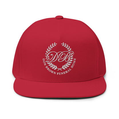 Embroidered Flat Bill Cap — Don Brown Funeral Home Logo (DBF)