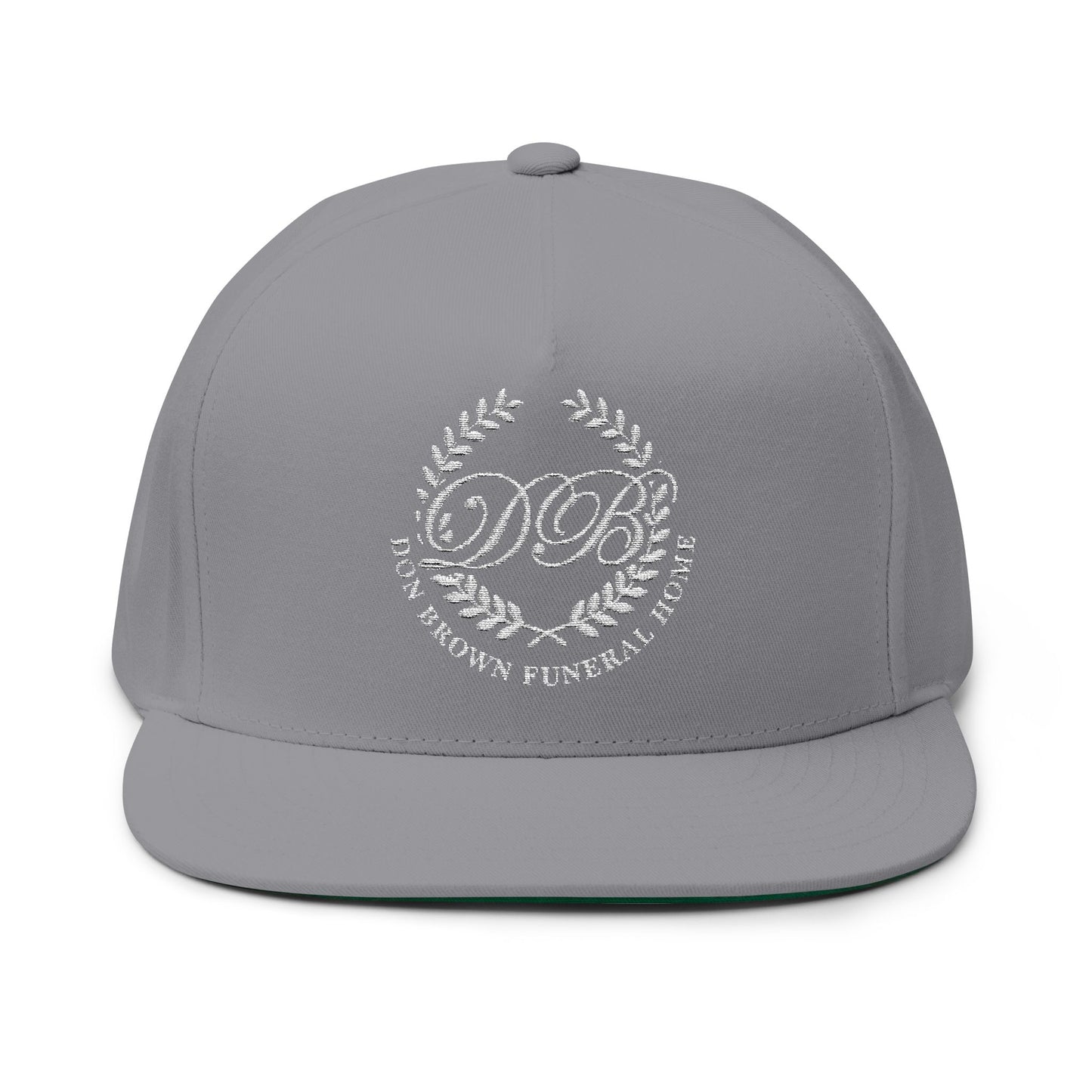 Embroidered Flat Bill Cap — Don Brown Funeral Home Logo (DBF)