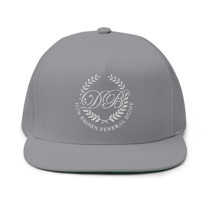 Embroidered Flat Bill Cap — Don Brown Funeral Home Logo (DBF)